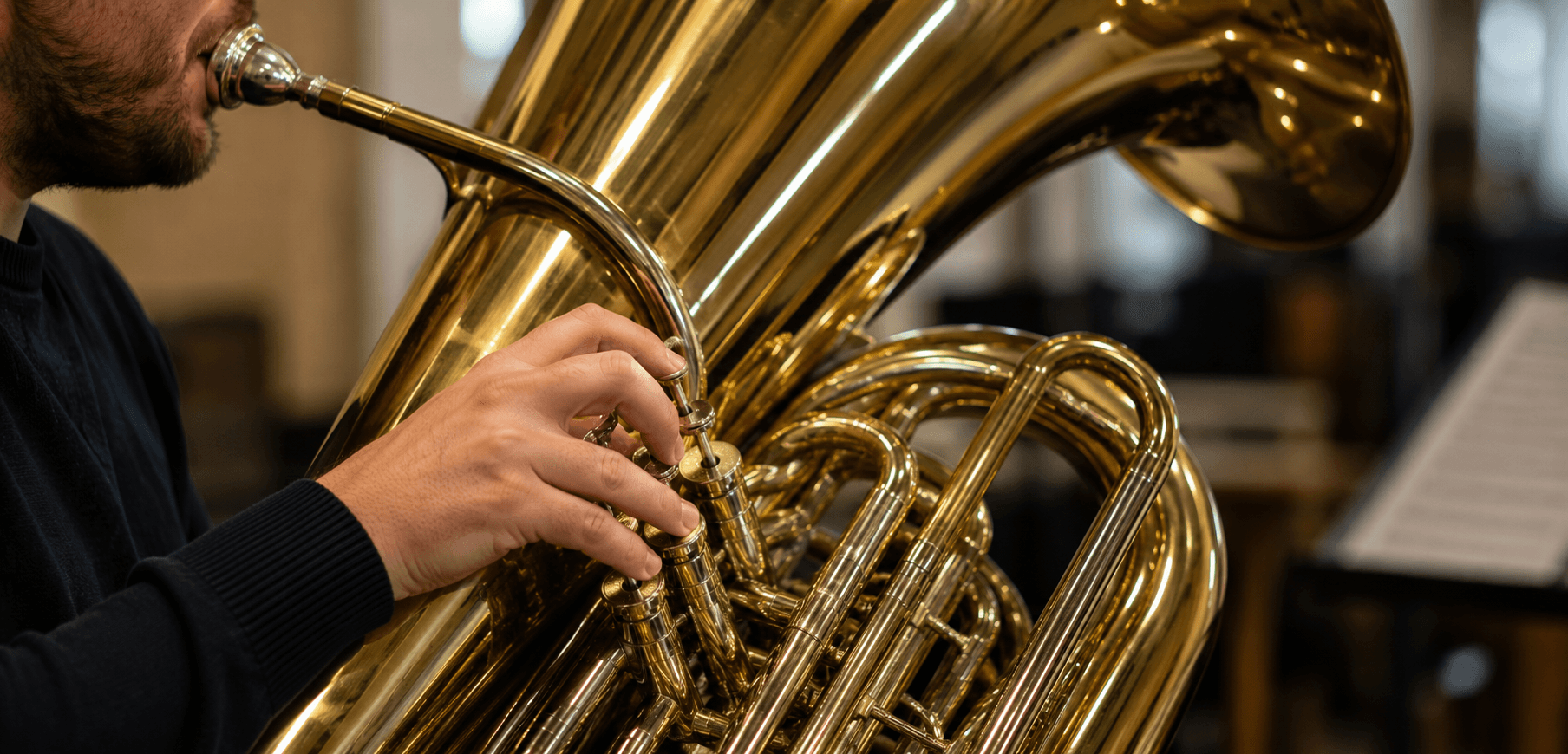 Person spielt Tuba