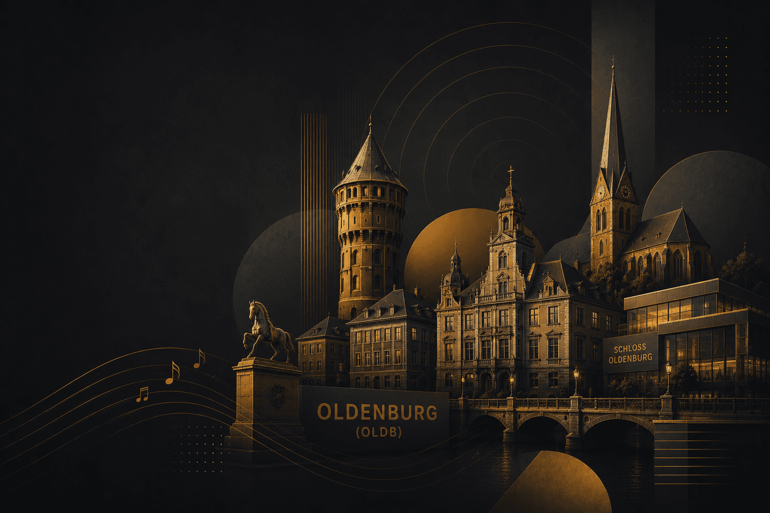 Abstraktes Bild der Oldenburger Sehenswürdigkeiten
